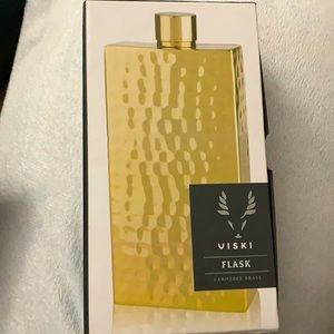 Solid Hammered Brass Viski Flask